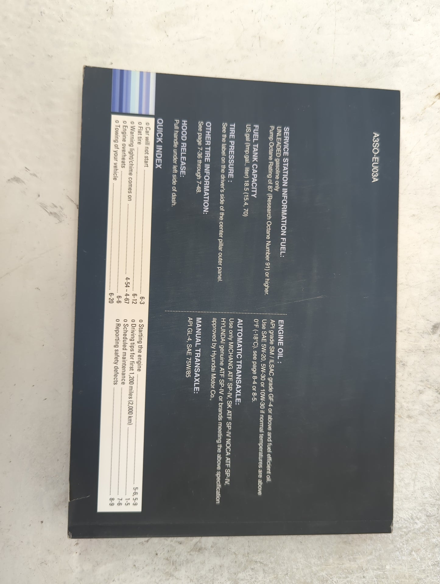 2011 Hyundai Sonata Owners Manual Book Guide P/N:A3SO-EU03A OEM Used Auto Parts - Oemusedautoparts1.com