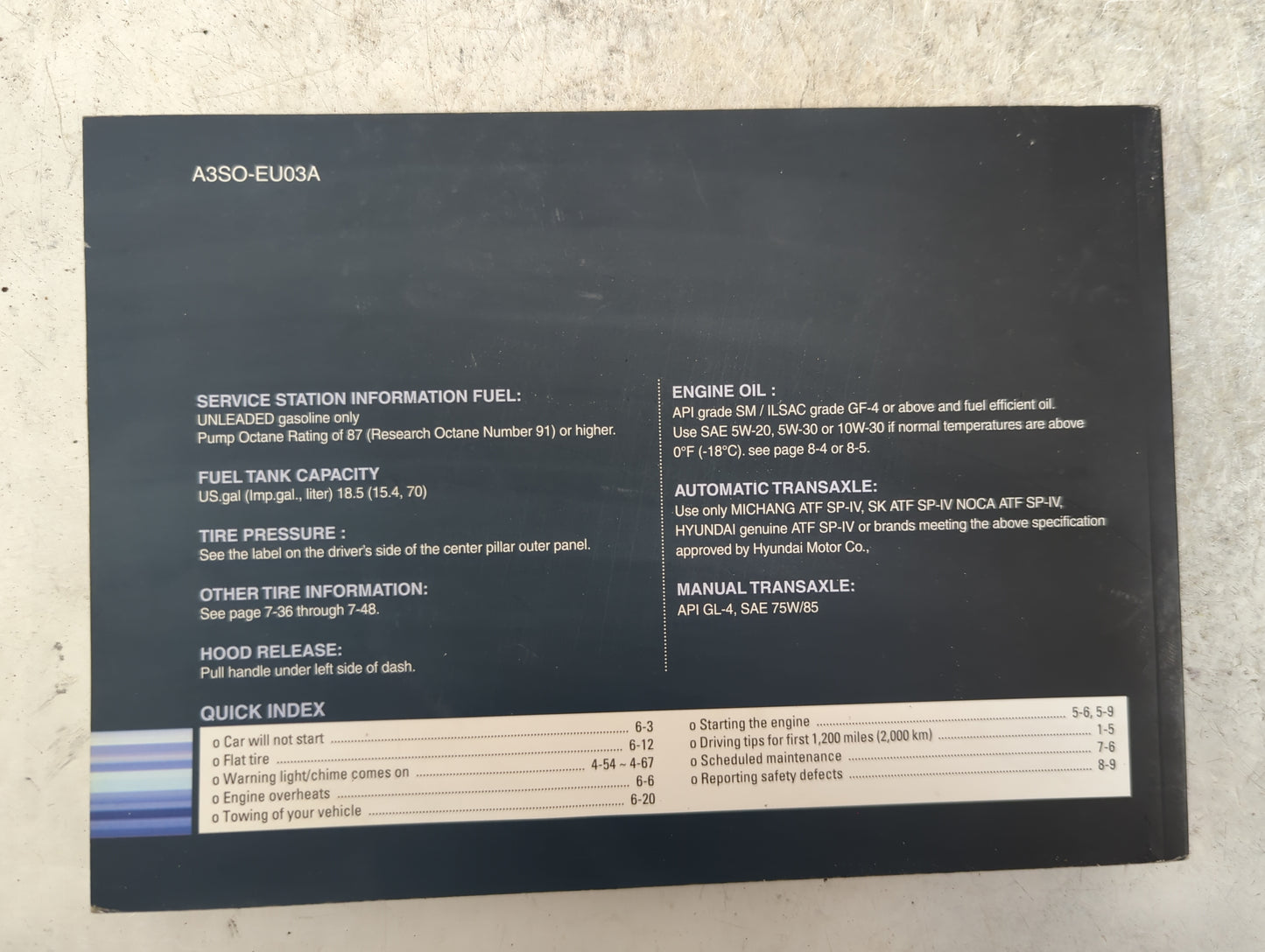 2011 Hyundai Sonata Owners Manual Book Guide P/N:A3SO-EU03A OEM Used Auto Parts - Oemusedautoparts1.com