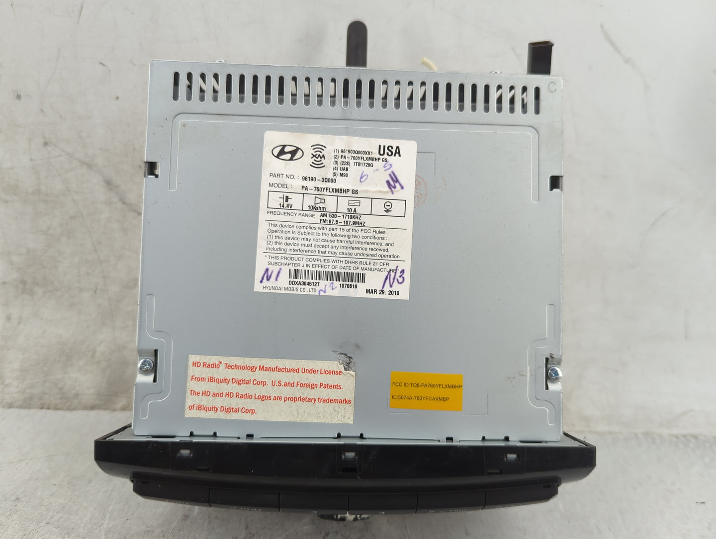2011 Hyundai Sonata Radio AM FM Cd Player Receiver Replacement P/N:96190-3Q000 PA-760YFLXMBHP GS, 961903Q000XX1 Fits OEM Use