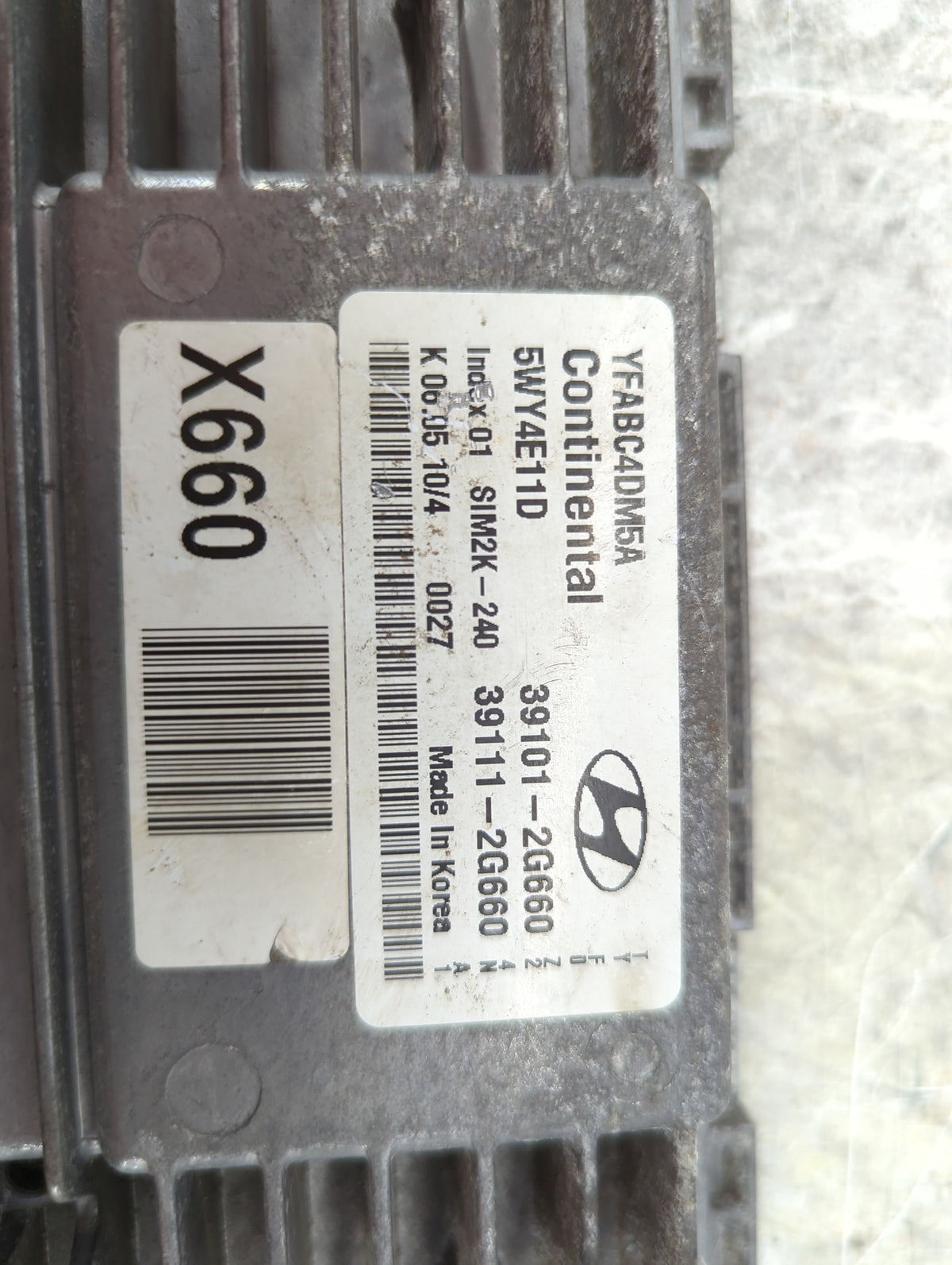 2011 Hyundai Sonata PCM Engine Control Computer ECU ECM PCU OEM P/N:YFABC4DM5A 5WY4E11D, 39101-2G660, 39111-2G660, SIM2K-240