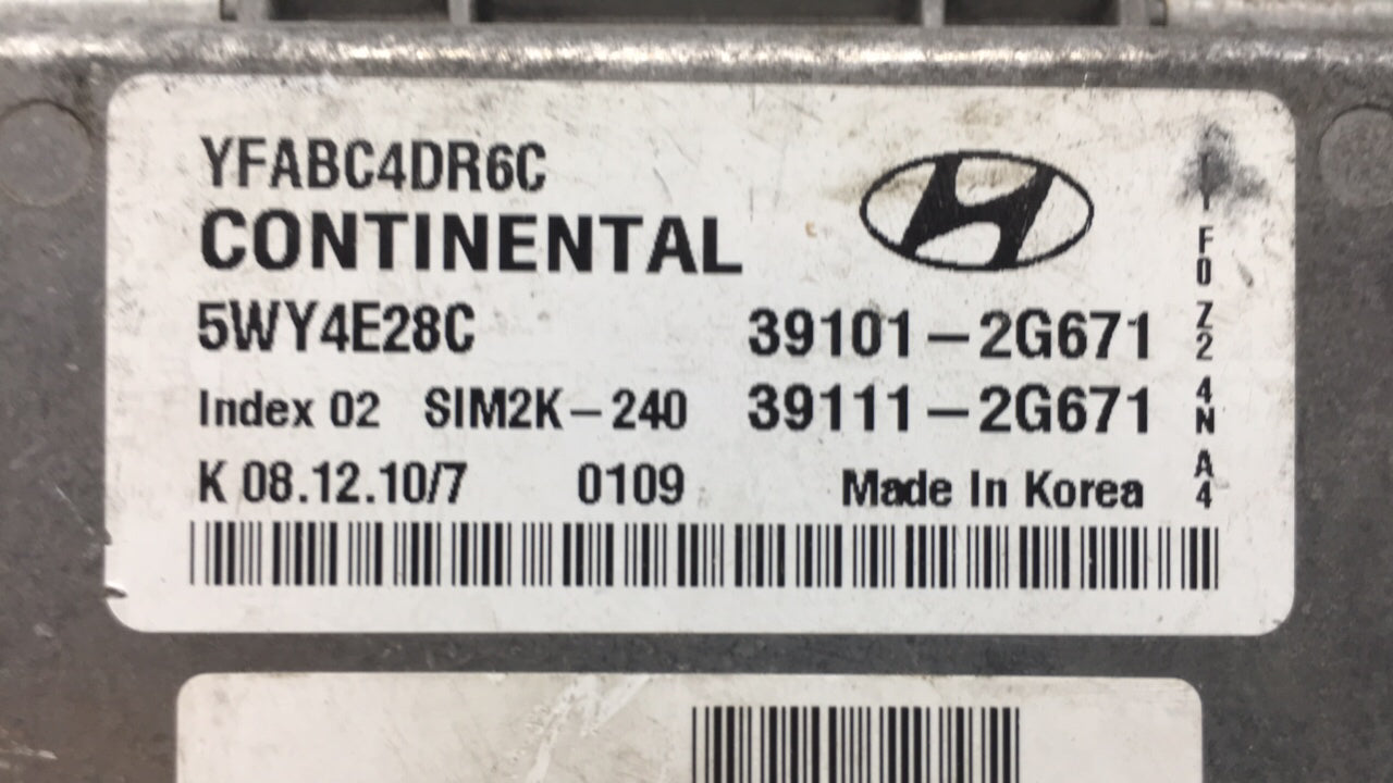 2011-2014 Hyundai Sonata PCM Engine Control Computer ECU ECM PCU OEM P/N:39101-2G671 Fits Fits 2011 2012 2013 2014 OEM Used 