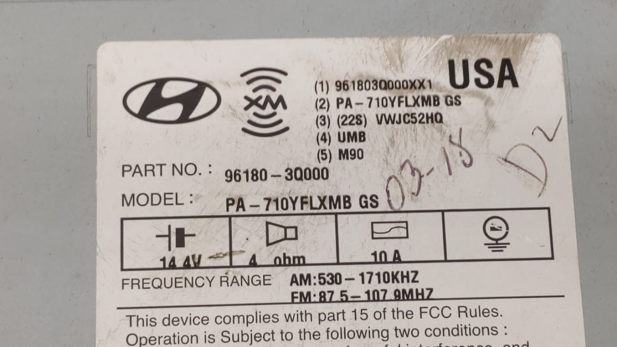 2011-2011 Hyundai Sonata Am Fm Cd Player Radio Receiver 228318 - Oemusedautoparts1.com