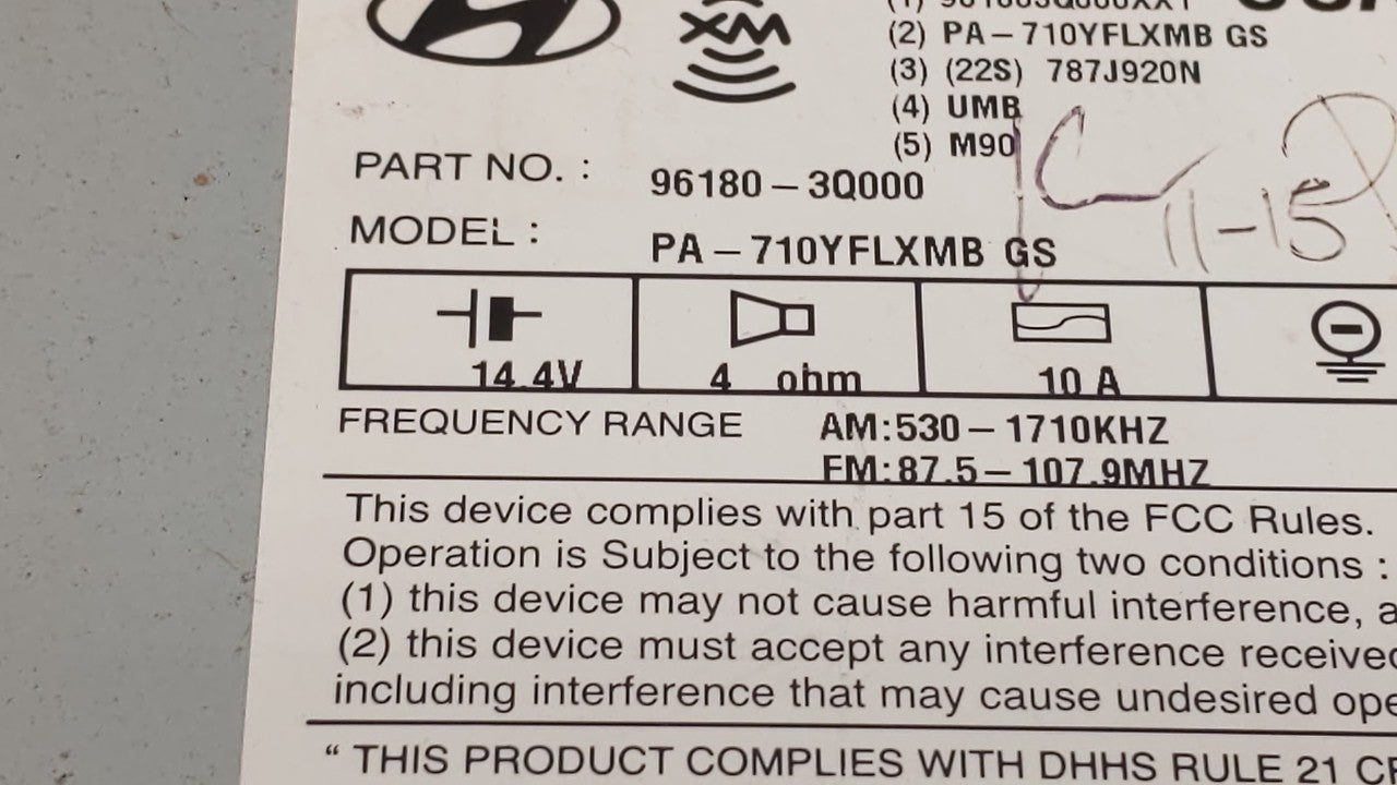 2011 Hyundai Sonata Radio AM FM Cd Player Receiver Replacement P/N:96180-3Q000 961803Q000, 961803Q001, 96180-3Q001 Fits OEM 
