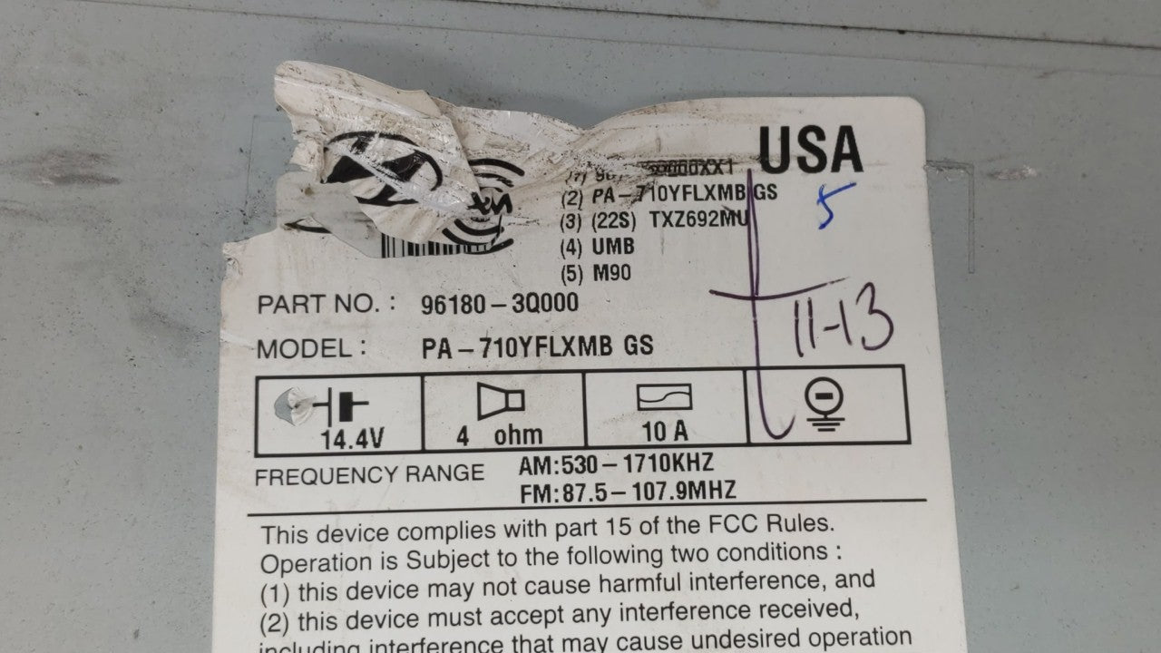 2011 Hyundai Sonata Radio AM FM Cd Player Receiver Replacement P/N:96180-3Q000 961803Q000, 961803Q001, 96180-3Q001 Fits OEM 