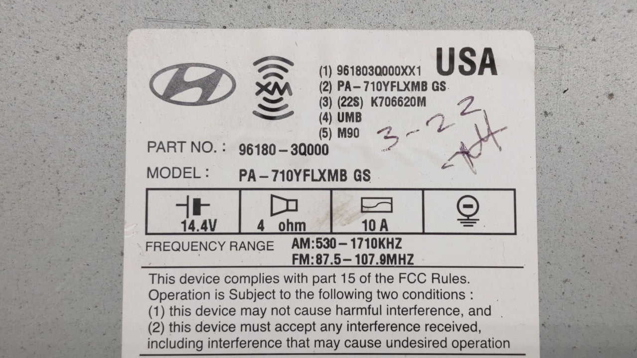 2011 Hyundai Sonata Radio AM FM Cd Player Receiver Replacement P/N:96180-3Q000 961803Q000, 961803Q001, 96180-3Q001 Fits OEM 