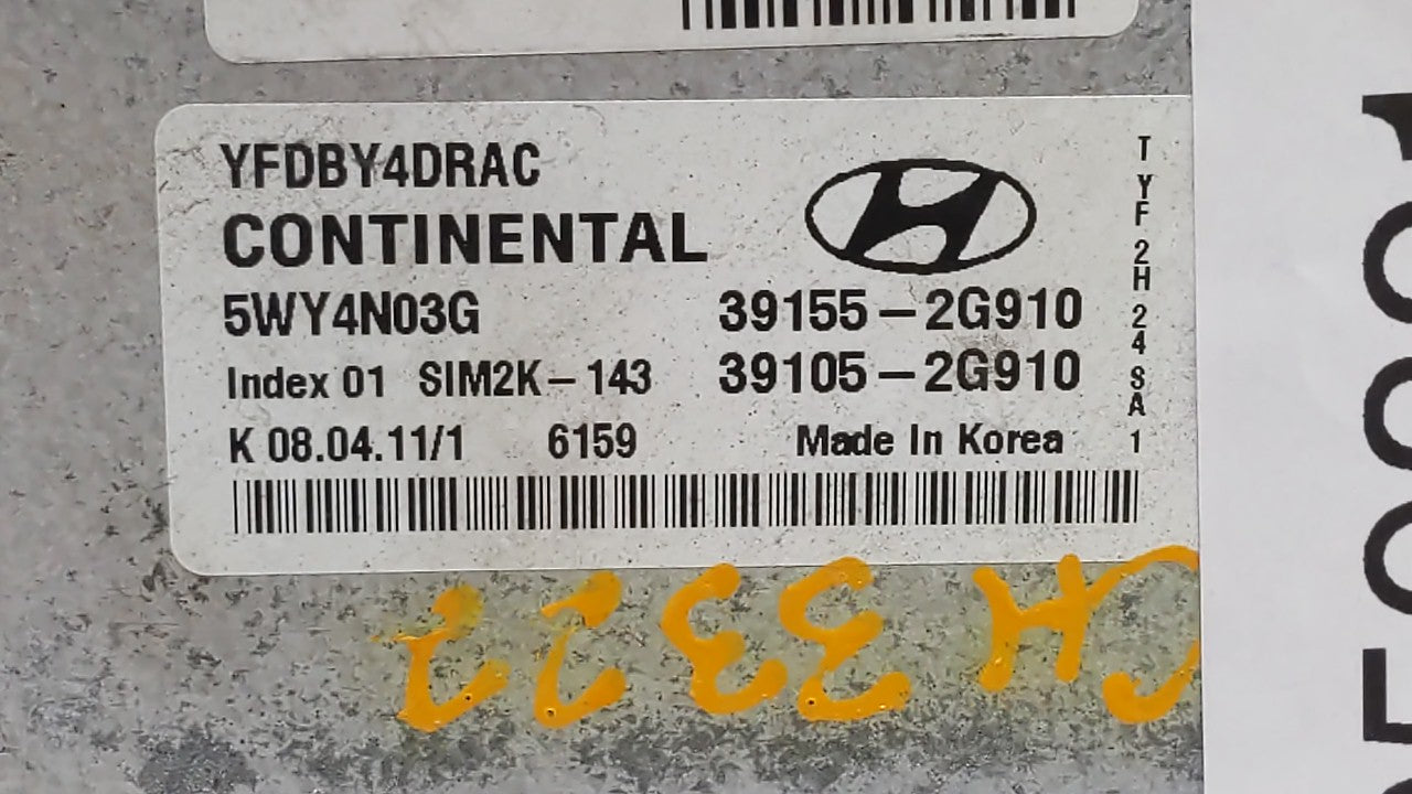 2011-2015 Hyundai Sonata PCM Engine Control Computer ECU ECM PCU OEM P/N:39155-2G916 39105-2G916 Fits OEM Used Auto Parts - 