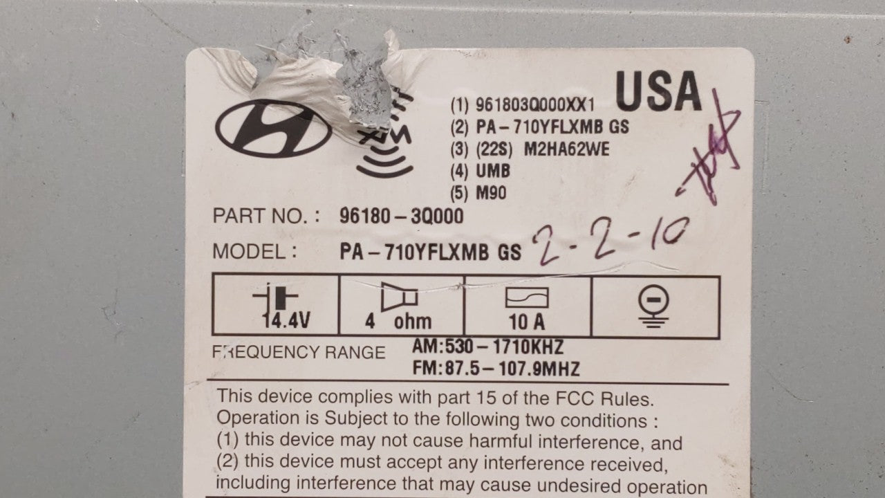 2011 Hyundai Sonata Radio AM FM Cd Player Receiver Replacement P/N:96180-3Q000 961803Q000, 961803Q001, 96180-3Q001 Fits OEM 