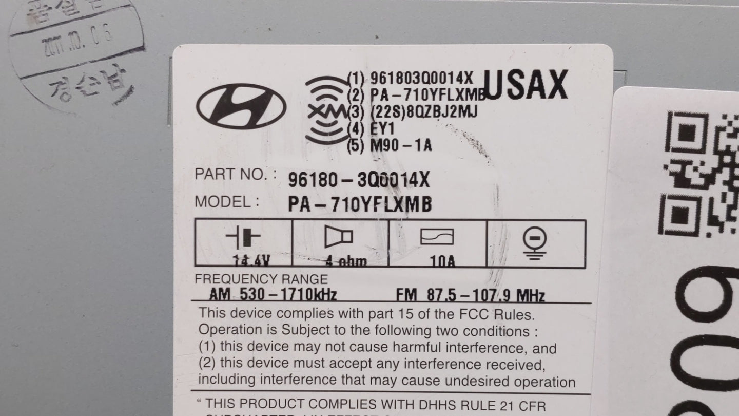 2011 Hyundai Sonata Radio AM FM Cd Player Receiver Replacement P/N:96180-3Q0014X 96560-4R7004X Fits OEM Used Auto Parts - Oe