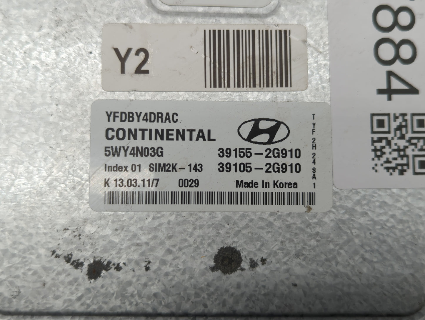2011-2015 Hyundai Sonata PCM Engine Control Computer ECU ECM PCU OEM P/N:39155-2G916 39105-2G916 Fits OEM Used Auto Parts - 