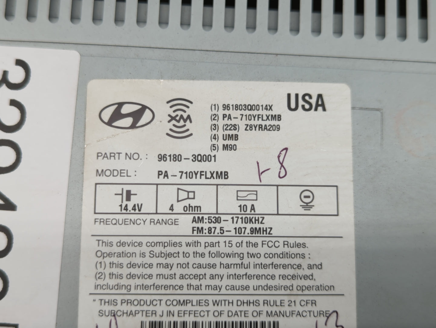 2011 Hyundai Sonata Radio AM FM Cd Player Receiver Replacement P/N:96180-3Q000 961803Q000, 961803Q001, 96180-3Q001 Fits OEM 