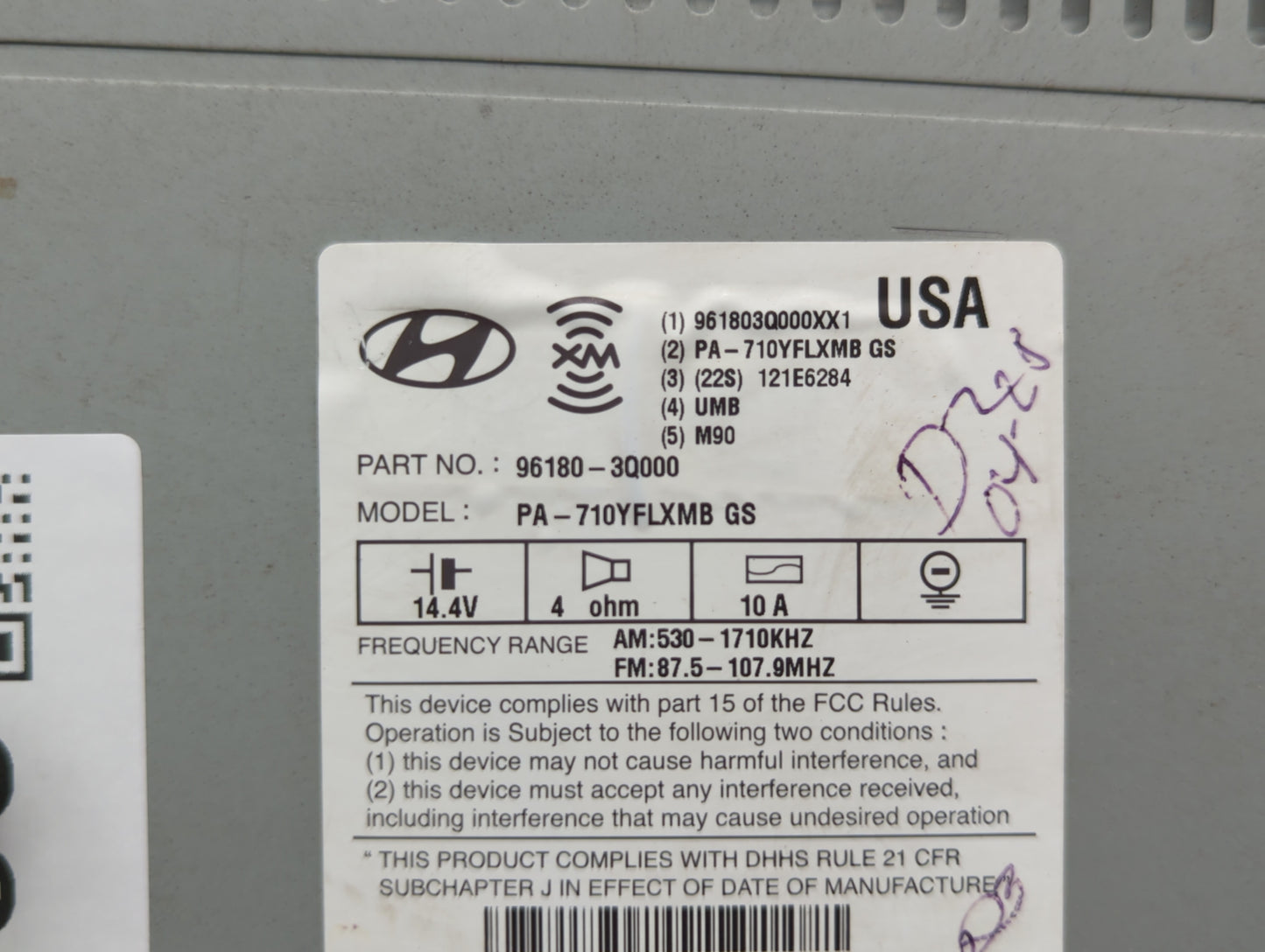 2011 Hyundai Sonata Radio AM FM Cd Player Receiver Replacement P/N:96180-3Q000 961803Q000, 961803Q001, 96180-3Q001 Fits OEM 