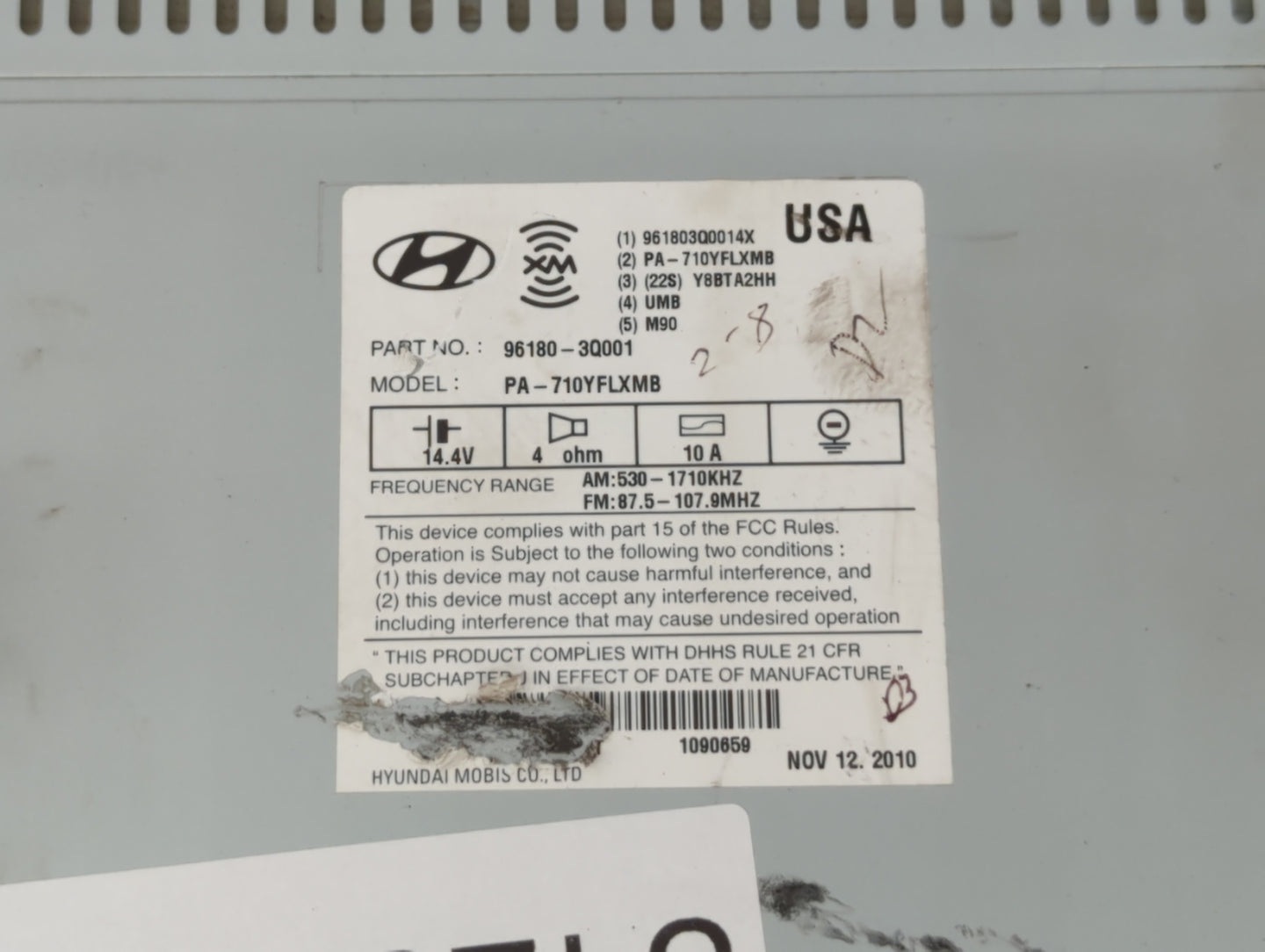 2011 Hyundai Sonata Radio AM FM Cd Player Receiver Replacement P/N:96180-3Q000 961803Q000, 961803Q001, 96180-3Q001 Fits OEM 