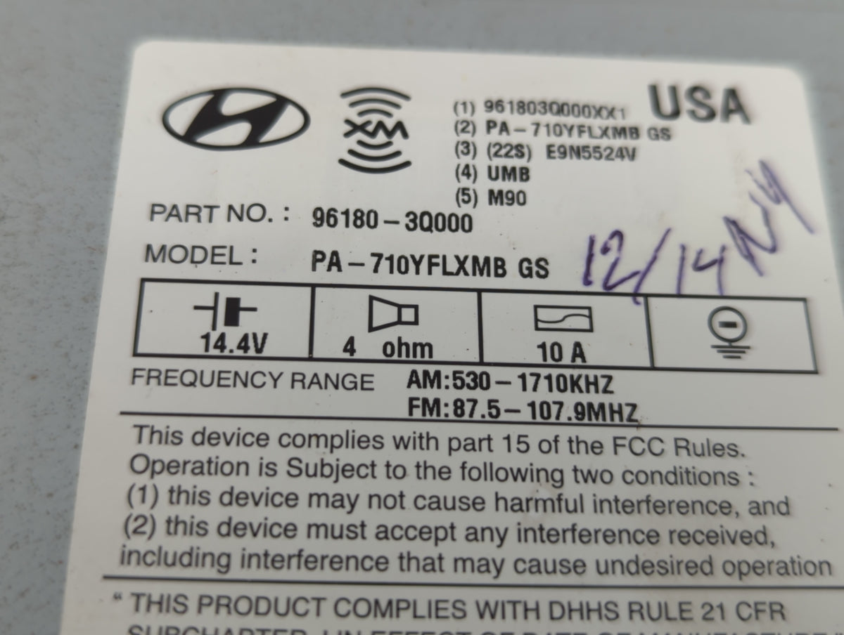 2011-2011 Hyundai Sonata Am Fm Cd Player Radio Receiver 372017 - Oemusedautoparts1.com