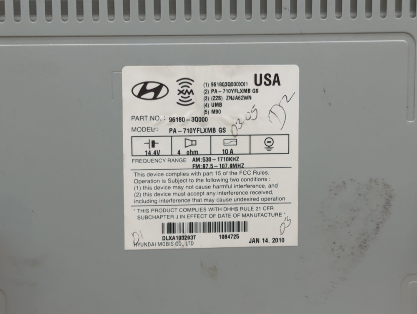 2011 Hyundai Sonata Radio AM FM Cd Player Receiver Replacement P/N:96180-3Q000 96180-3Q0014X, 961803Q000, 961803Q001 Fits OE