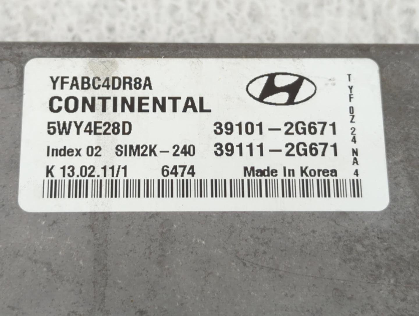 2011 Hyundai Sonata PCM Engine Control Computer ECU ECM PCU OEM P/N:39111-2G661 39101-2G661, 39111-2G660, 39101-2G660 Fits O