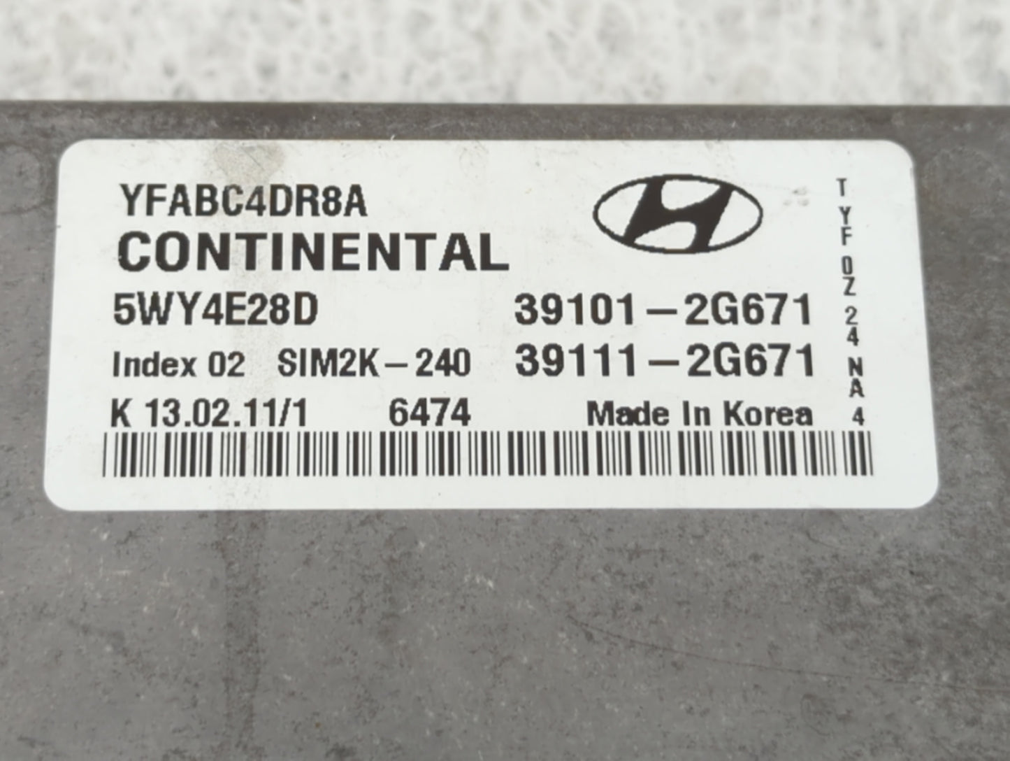 2011 Hyundai Sonata PCM Engine Control Computer ECU ECM PCU OEM P/N:39111-2G661 39101-2G661, 39111-2G660, 39101-2G660 Fits O