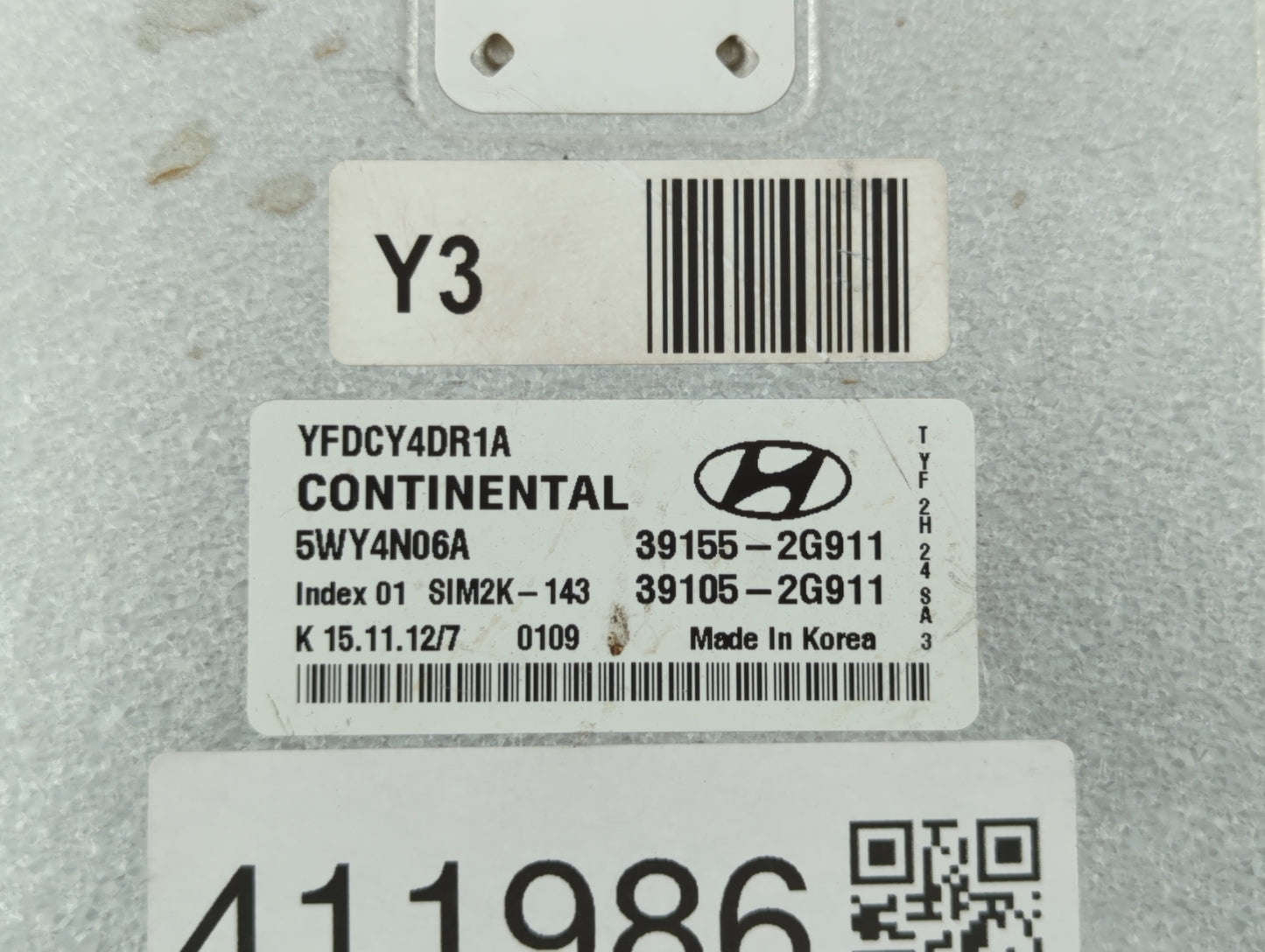 2011-2015 Hyundai Sonata PCM Engine Control Computer ECU ECM PCU OEM P/N:39105-2G913 39155-2G913 Fits OEM Used Auto Parts - 