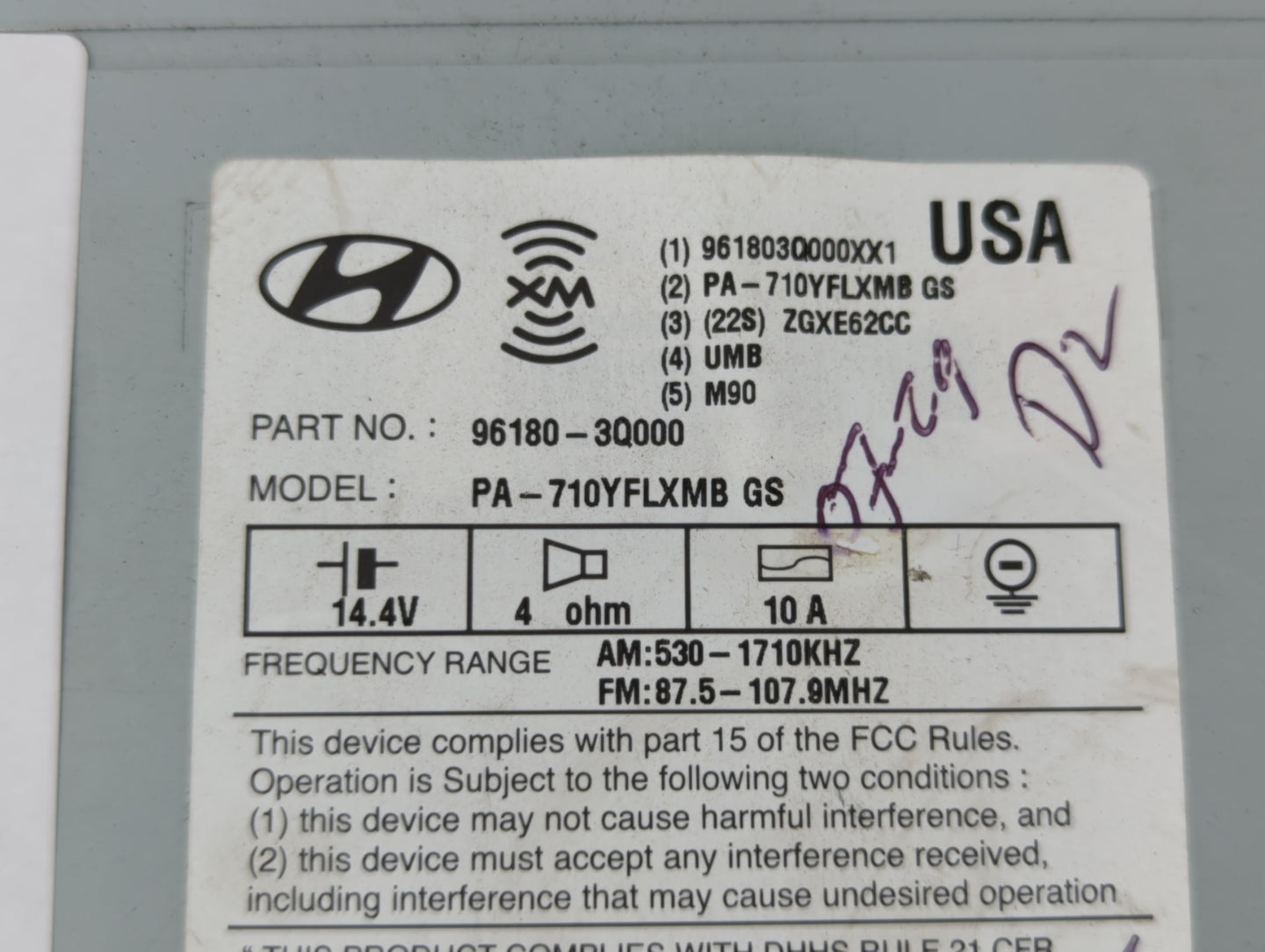 2011 Hyundai Sonata Radio AM FM Cd Player Receiver Replacement P/N:96180-3Q000 96180-3Q0014X, 961803Q000, 961803Q001 Fits OE