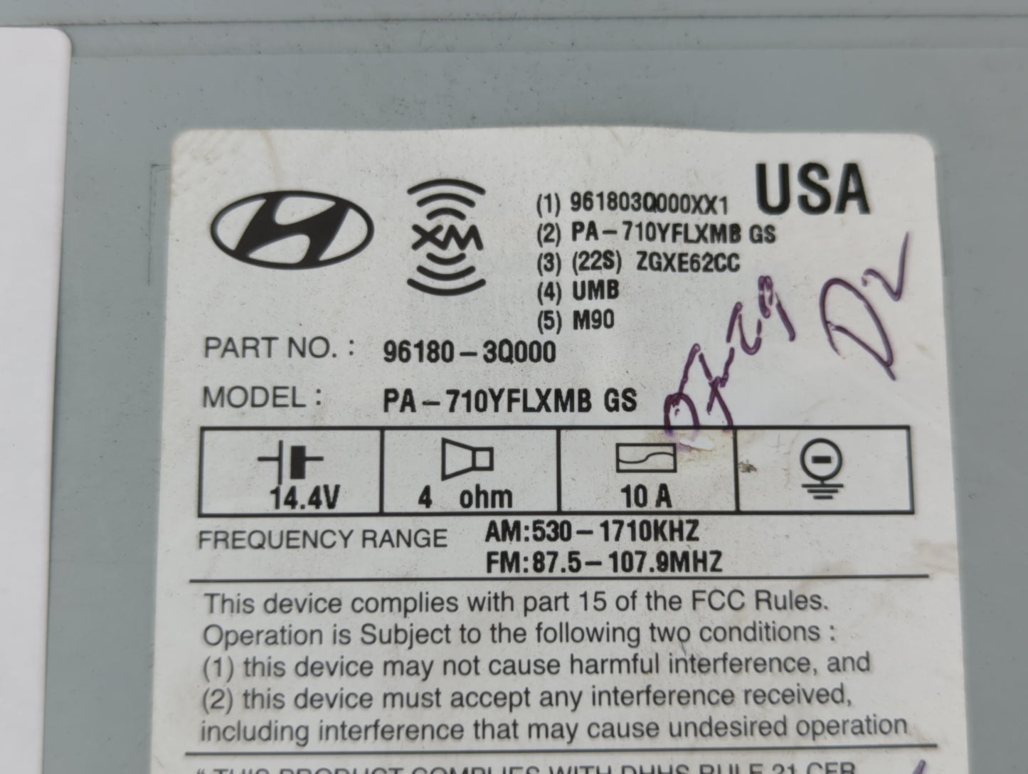 2011 Hyundai Sonata Radio AM FM Cd Player Receiver Replacement P/N:96180-3Q000 96180-3Q0014X, 961803Q000, 961803Q001 Fits OE