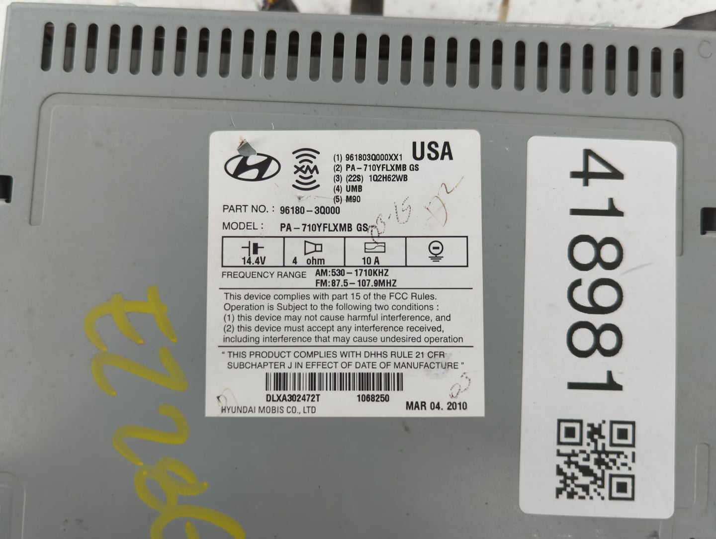 2011-2011 Hyundai Sonata Am Fm Cd Player Radio Receiver - Oemusedautoparts1.com