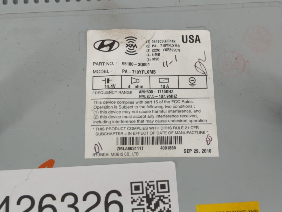 2011-2011 Hyundai Sonata Am Fm Cd Player Radio Receiver 426326 - Oemusedautoparts1.com