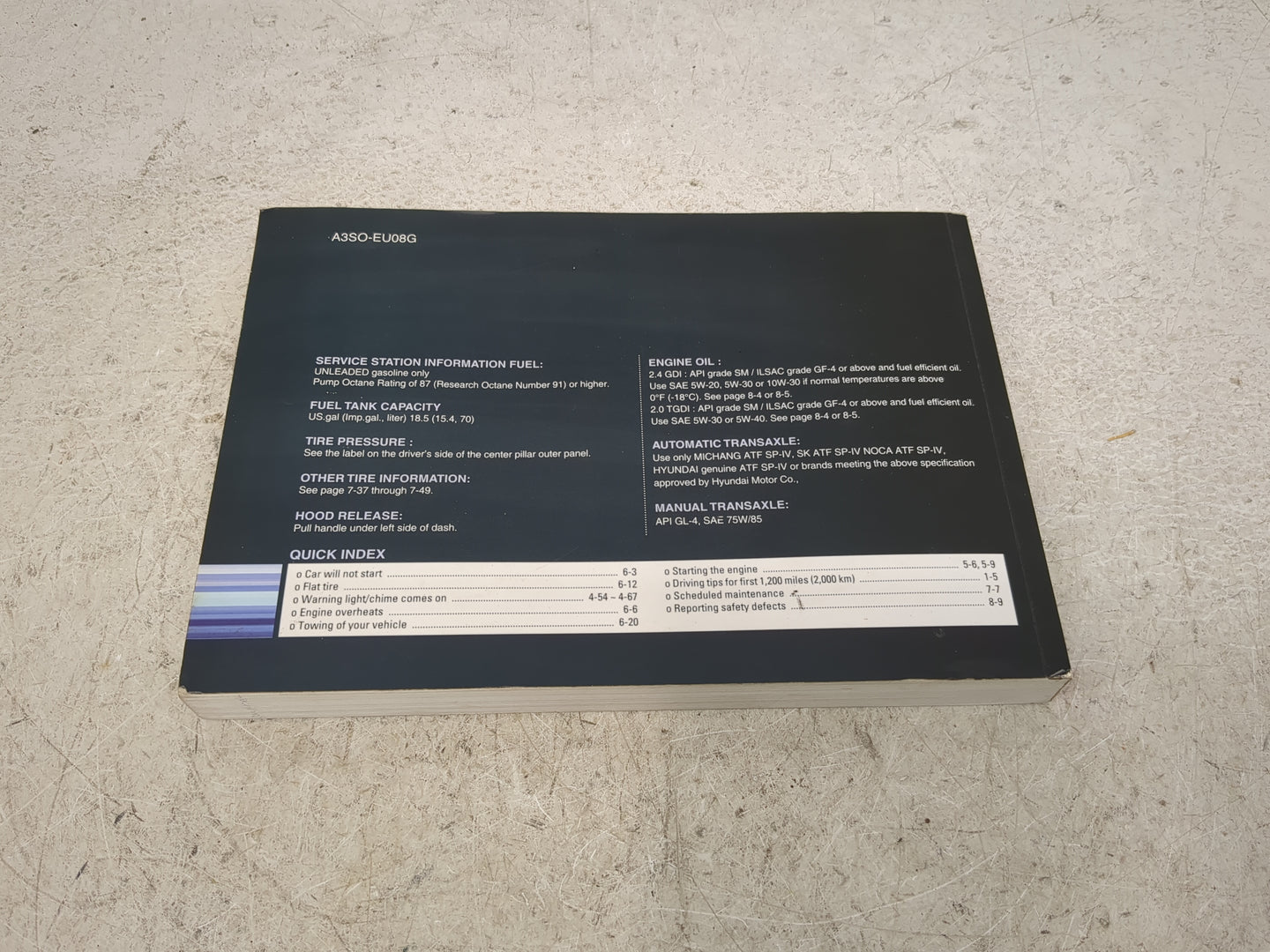 2011 Hyundai Sonata Owners Manual Book Guide P/N:A3SO-EU08G OEM Used Auto Parts - Oemusedautoparts1.com