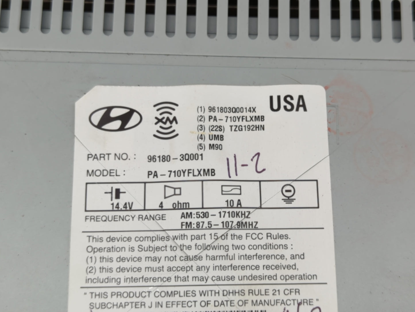 2011-2011 Hyundai Sonata Am Fm Cd Player Radio Receiver - Oemusedautoparts1.com