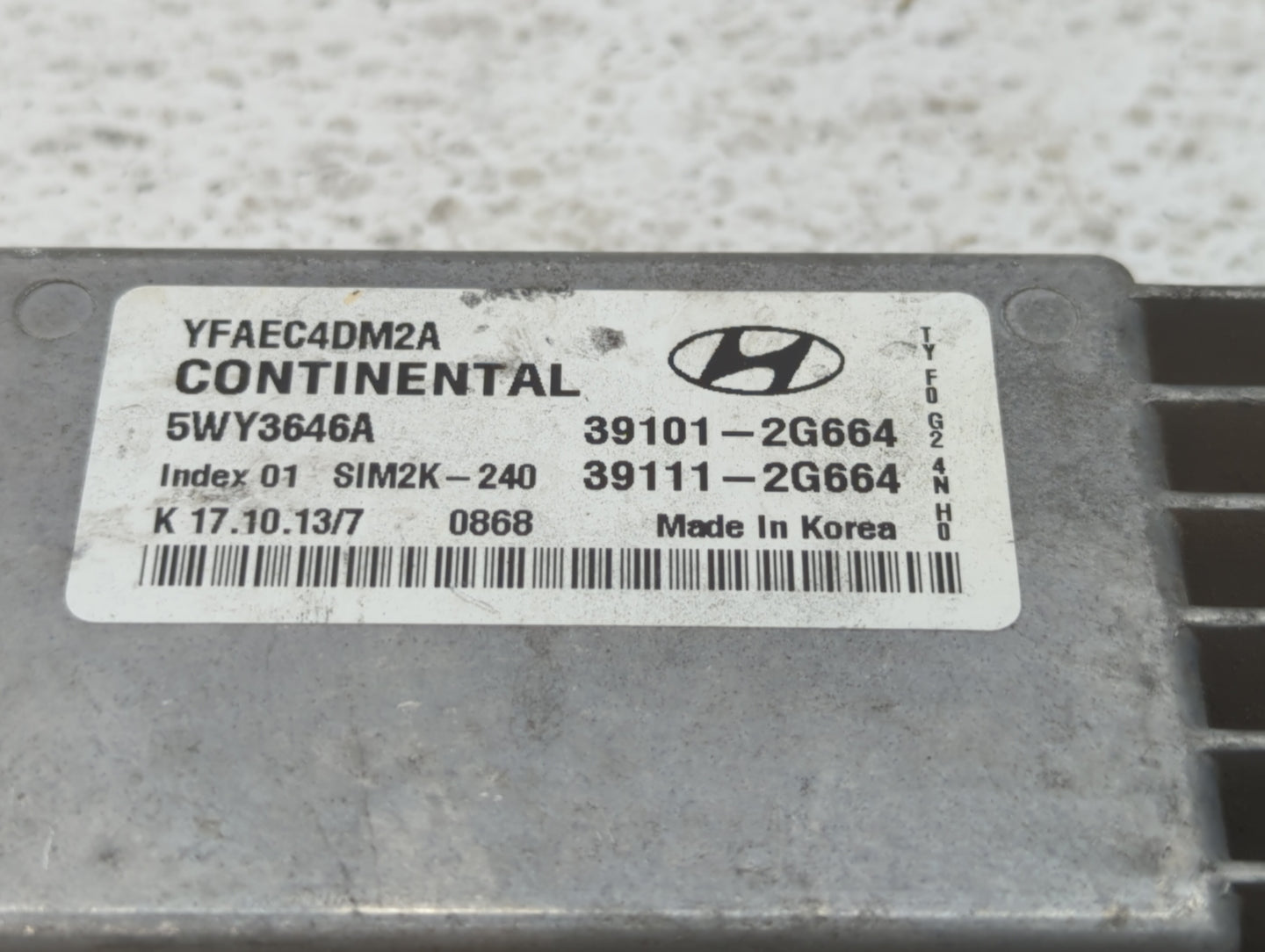 2011-2014 Hyundai Sonata PCM Engine Control Computer ECU ECM PCU OEM P/N:39111-2G664 39101-2G664 Fits Fits 2011 2012 2013 20