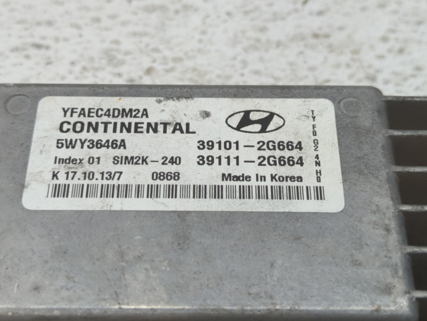 2011-2014 Hyundai Sonata PCM Engine Control Computer ECU ECM PCU OEM P/N:39111-2G664 39101-2G664 Fits Fits 2011 2012 2013 20