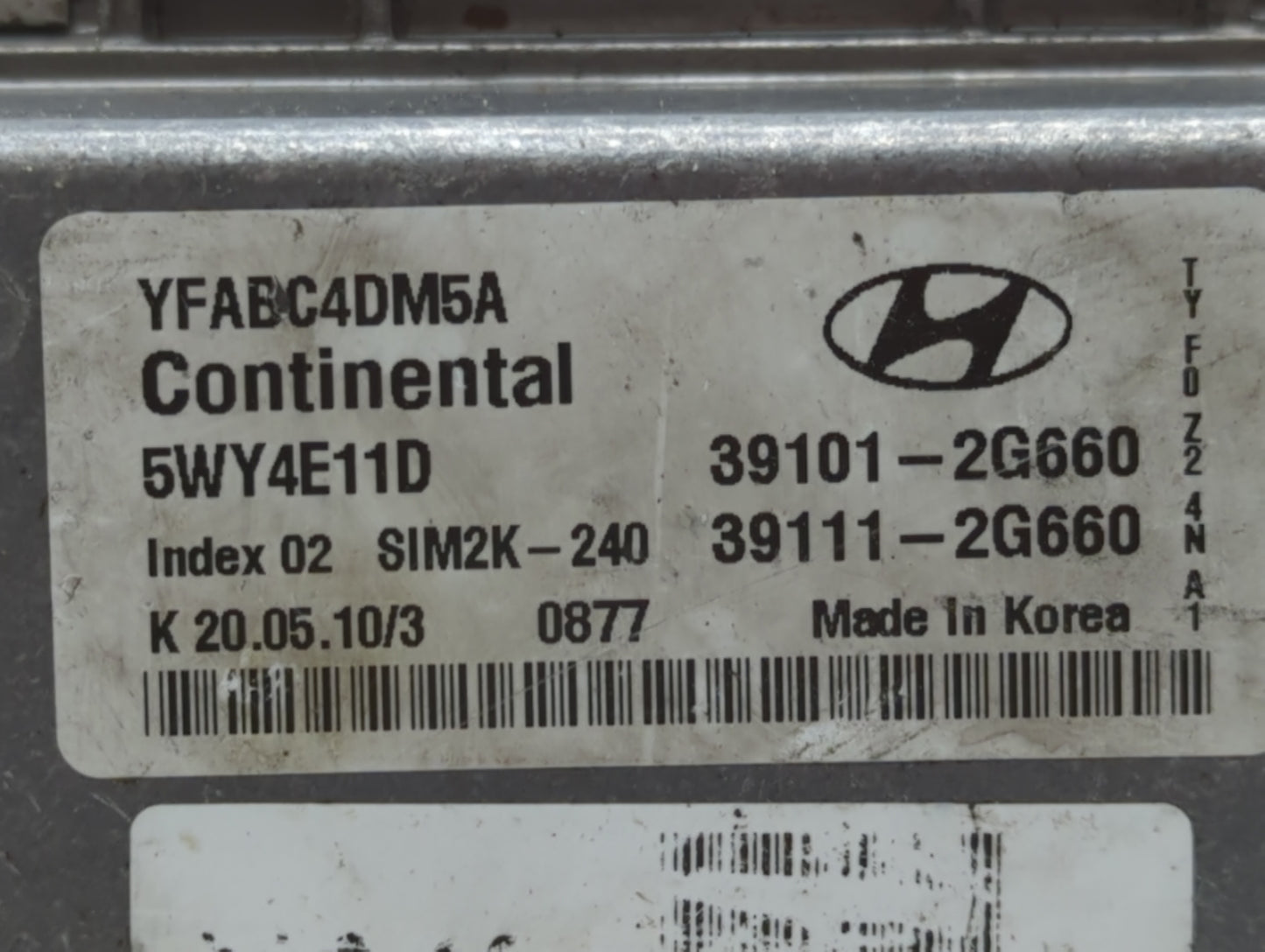 2011 Hyundai Sonata PCM Engine Control Computer ECU ECM PCU OEM P/N:39111-2G660 39101-2G660, 39111-2G661, 39101-2G661 Fits O