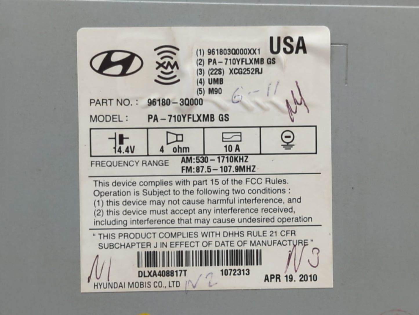 2011-2011 Hyundai Sonata Am Fm Cd Player Radio Receiver - Oemusedautoparts1.com
