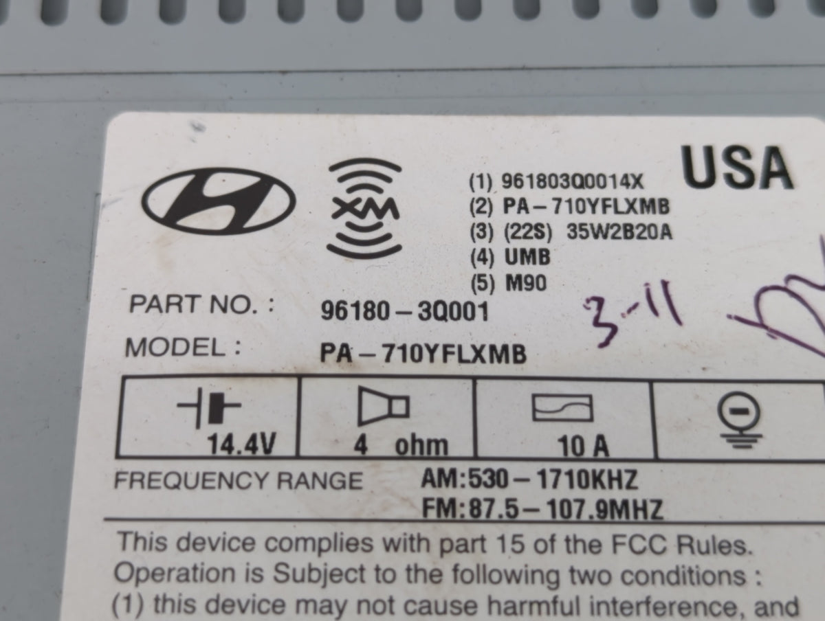 2011-2011 Hyundai Sonata Am Fm Cd Player Radio Receiver 458594 - Oemusedautoparts1.com