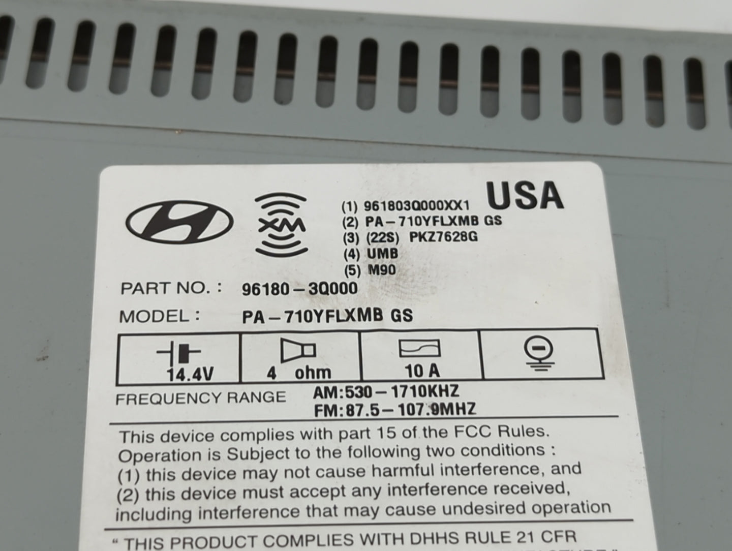 2011 Hyundai Sonata Radio AM FM Cd Player Receiver Replacement P/N:96190-3Q000 96180-3Q001, 96180-3Q000 Fits OEM Used Auto P