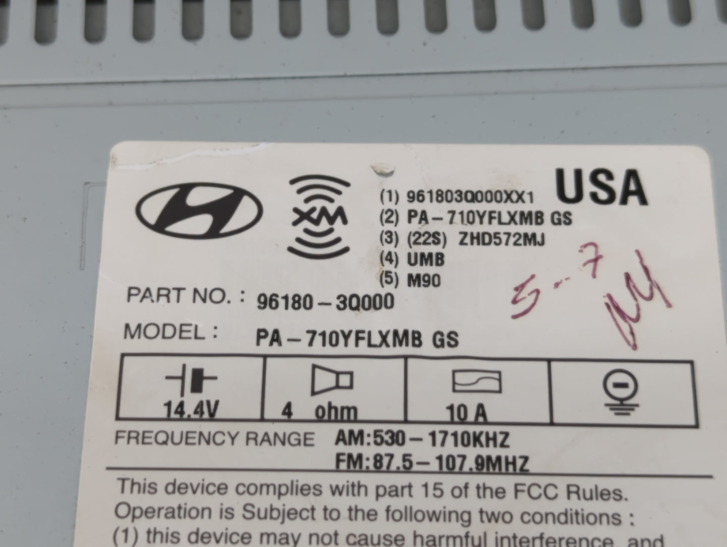 2011 Hyundai Sonata Radio AM FM Cd Player Receiver Replacement P/N:96180-3Q000 96190-3Q000, 96180-3Q001 Fits OEM Used Auto P