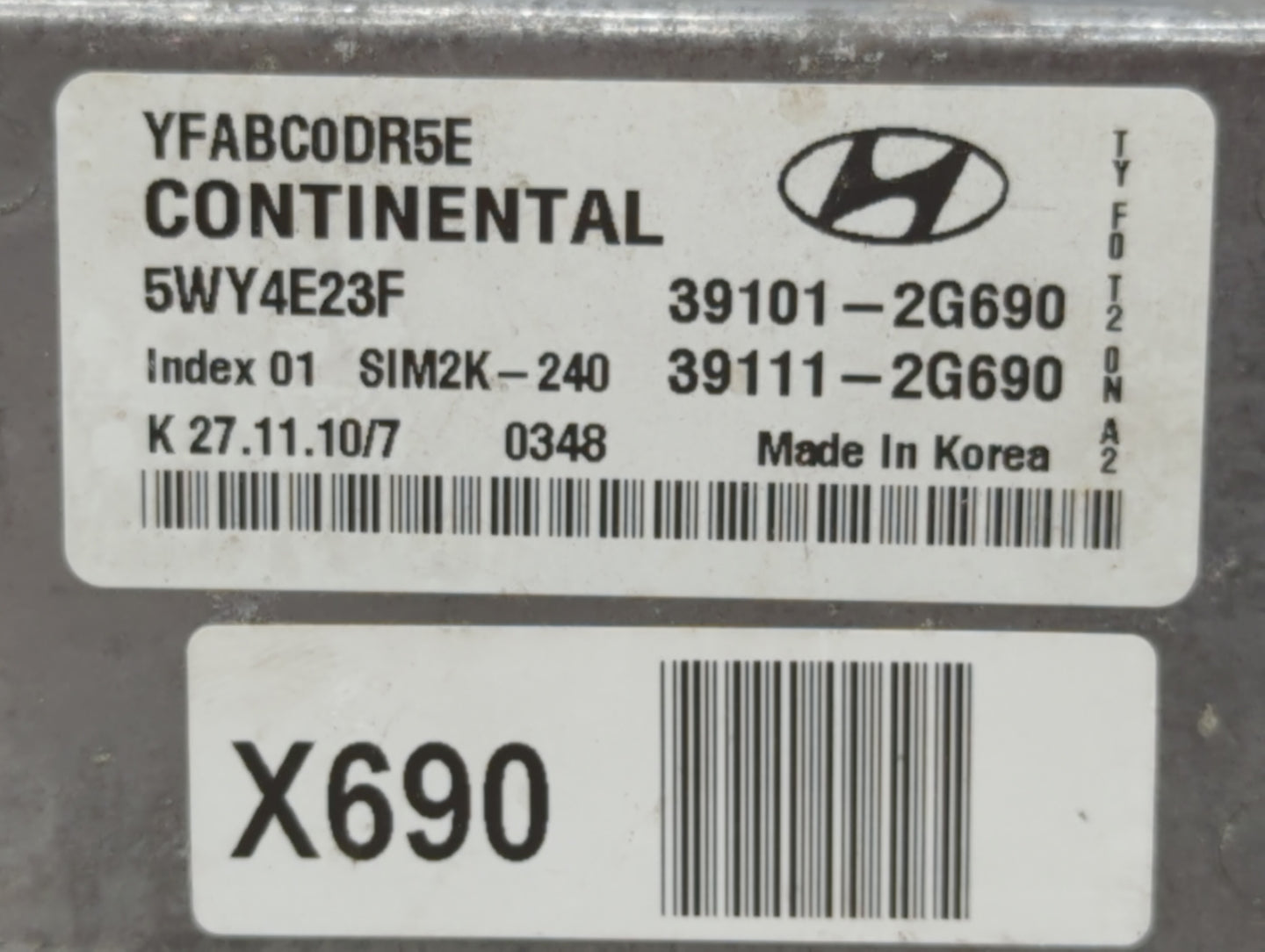 2011-2014 Hyundai Sonata PCM Engine Control Computer ECU ECM PCU OEM P/N:39111-2G690 39101-2G690 Fits Fits 2011 2012 2013 20