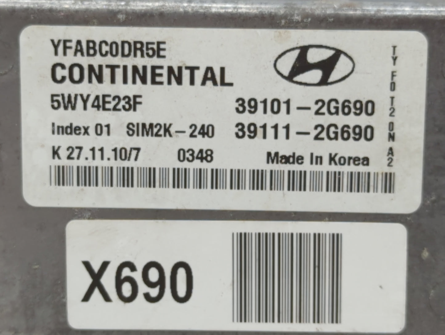 2011-2014 Hyundai Sonata PCM Engine Control Computer ECU ECM PCU OEM P/N:39111-2G690 39101-2G690 Fits Fits 2011 2012 2013 20
