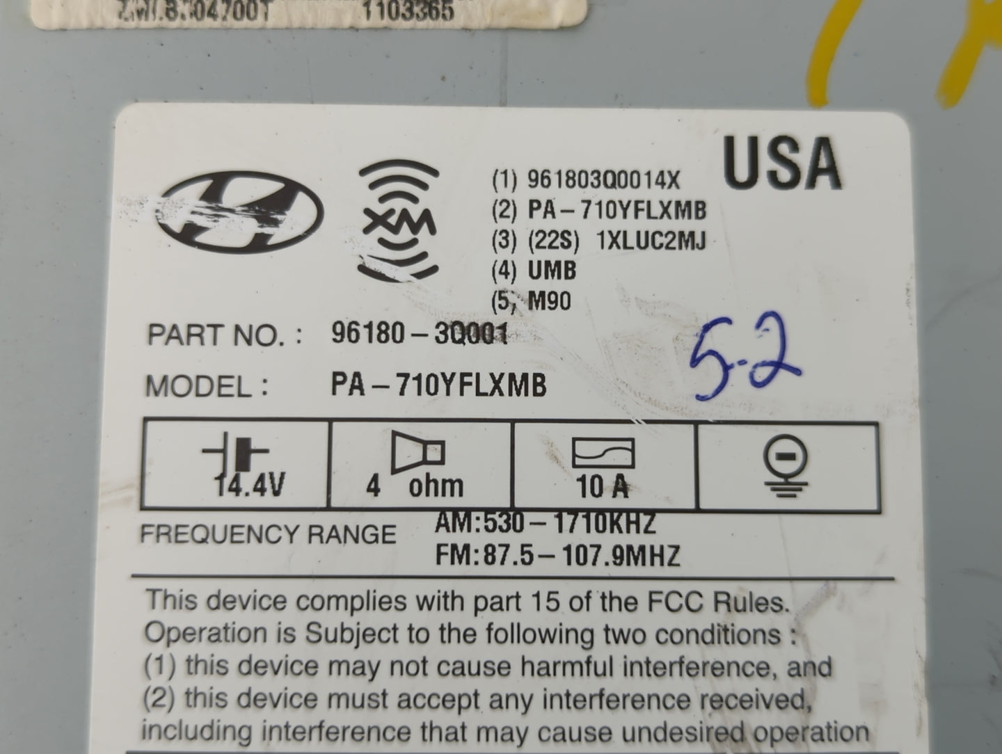 2011 Hyundai Sonata Radio AM FM Cd Player Receiver Replacement P/N:96180-3Q000 96190-3Q000, 96180-3Q001 Fits OEM Used Auto P