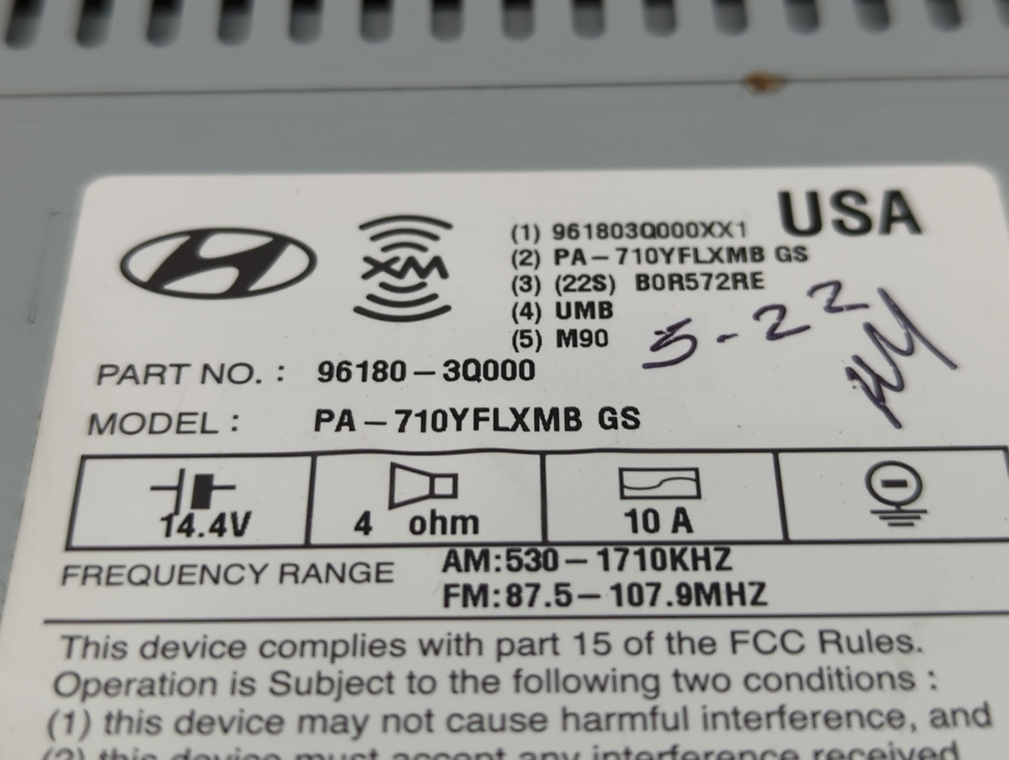 2011 Hyundai Sonata Radio AM FM Cd Player Receiver Replacement P/N:96180-3Q000 Fits OEM Used Auto Parts - Oemusedautoparts1.