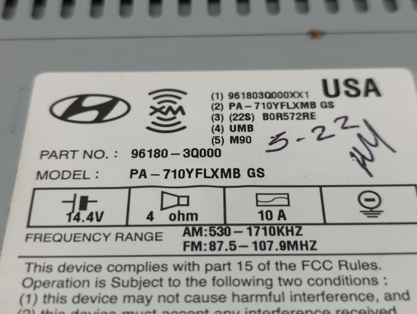 2011 Hyundai Sonata Radio AM FM Cd Player Receiver Replacement P/N:96180-3Q000 Fits OEM Used Auto Parts - Oemusedautoparts1.