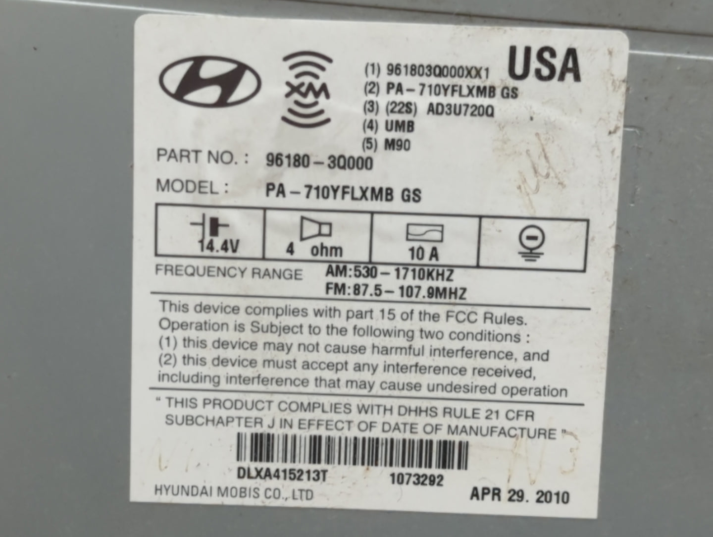 2011-2011 Hyundai Sonata Am Fm Cd Player Radio Receiver - Oemusedautoparts1.com