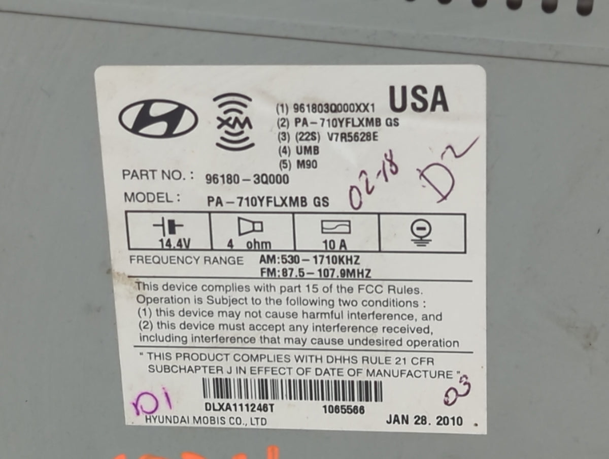 2011-2011 Hyundai Sonata Am Fm Cd Player Radio Receiver 510913 - Oemusedautoparts1.com