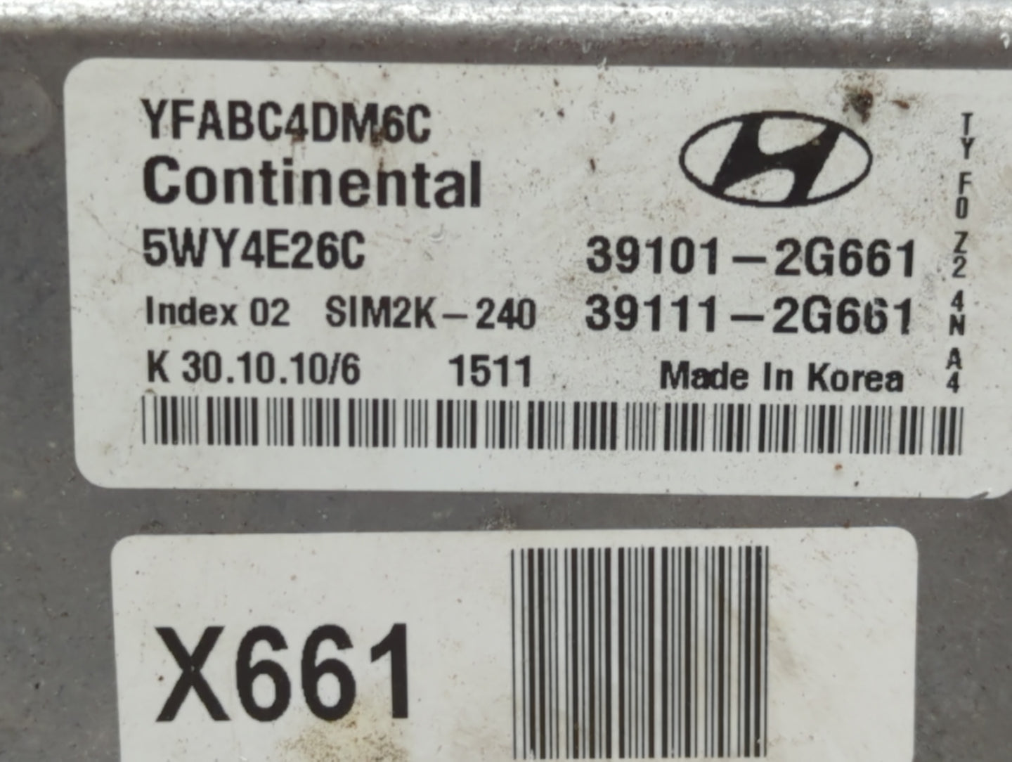 2011 Hyundai Sonata PCM Engine Control Computer ECU ECM PCU OEM P/N:39111-2G661 39101-2G661 Fits OEM Used Auto Parts - Oemus