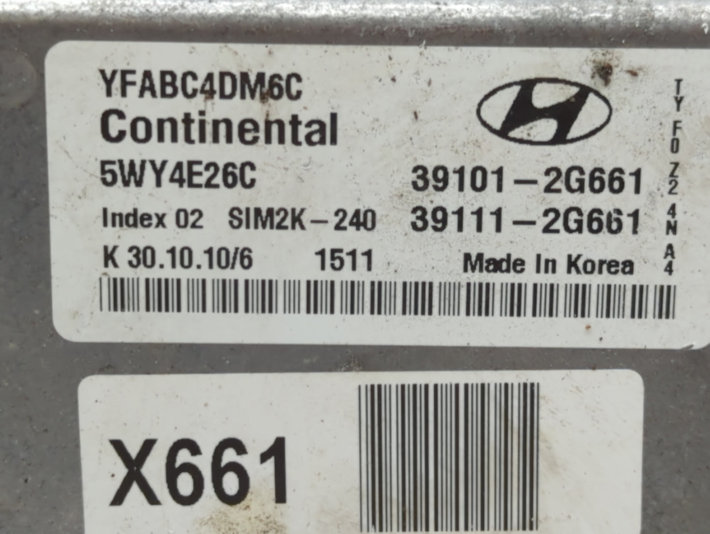 2011 Hyundai Sonata PCM Engine Control Computer ECU ECM PCU OEM P/N:39111-2G661 39101-2G661 Fits OEM Used Auto Parts - Oemus