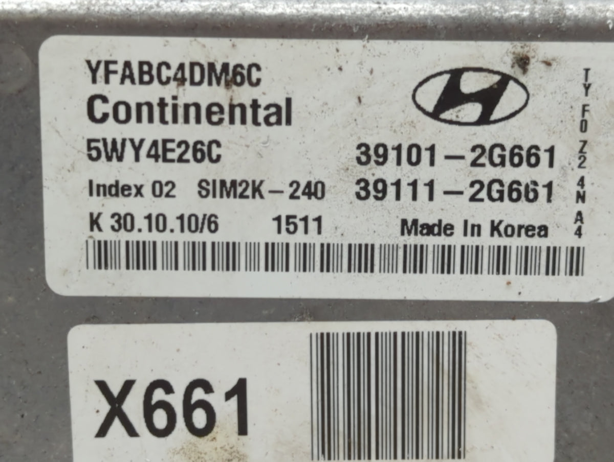 2011 Hyundai Sonata PCM Engine Control Computer ECU ECM PCU OEM P/N:39111-2G661 39101-2G661 OEM Used Auto Parts - Oemusedaut