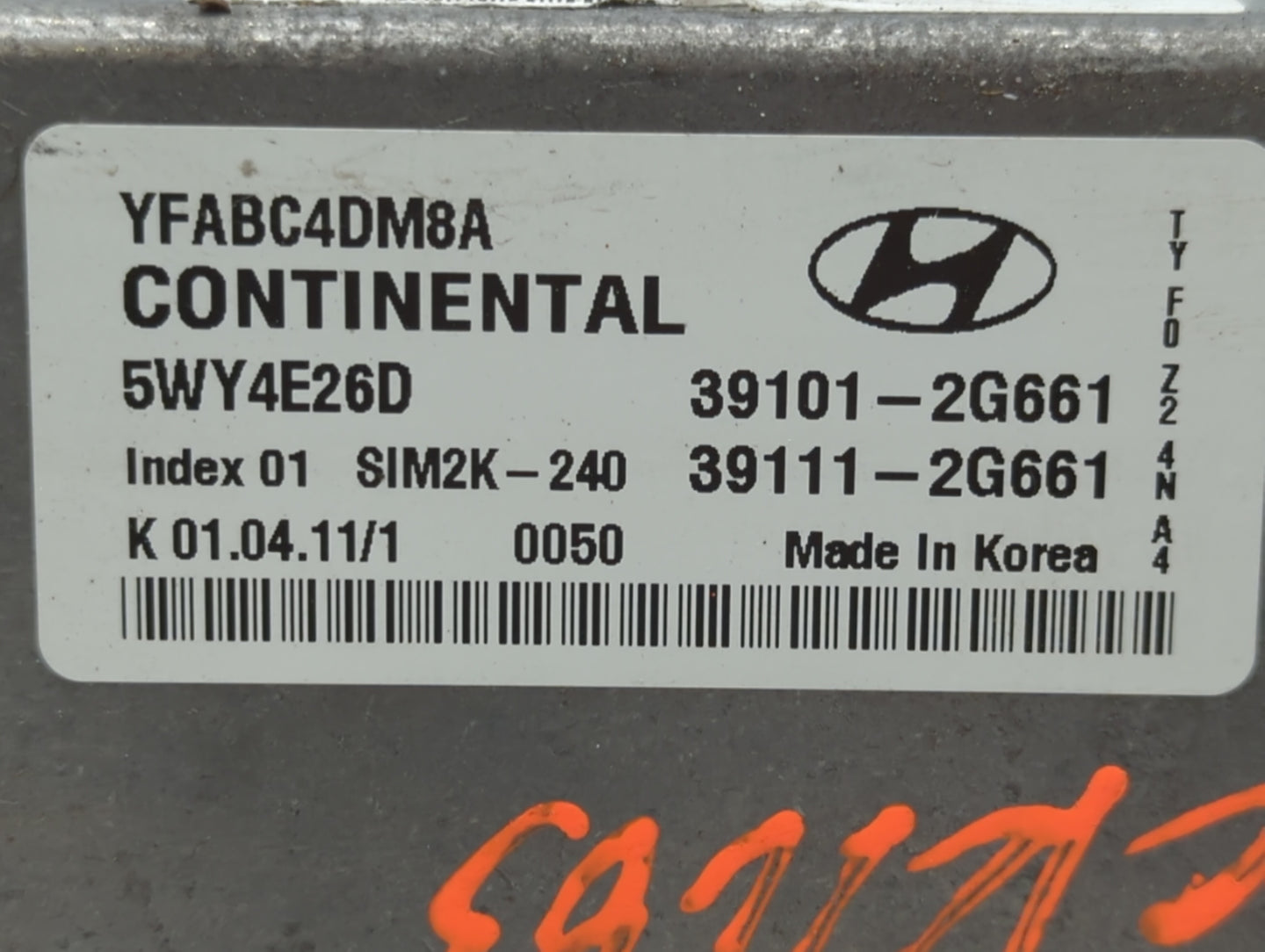 2011-2014 Hyundai Sonata PCM Engine Control Computer ECU ECM PCU OEM P/N:39101-2G661 39111-2G670 Fits Fits 2011 2012 2013 20