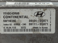 2011-2014 Hyundai Sonata PCM Engine Control Computer ECU ECM PCU OEM P/N:39101-2G671 Fits Fits 2011 2012 2013 2014 OEM Used 