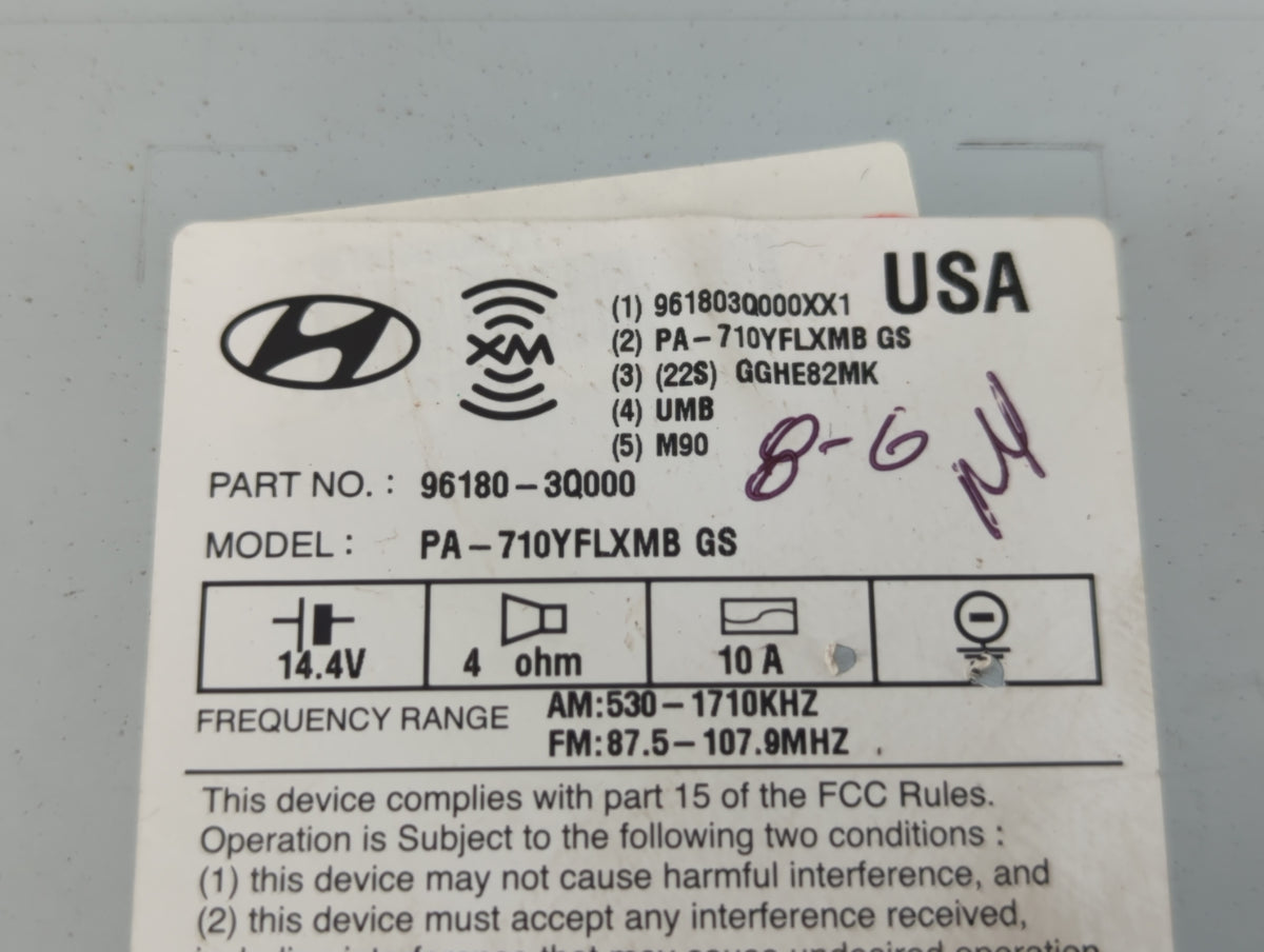 2011-2011 Hyundai Sonata Am Fm Cd Player Radio Receiver 540585 - Oemusedautoparts1.com