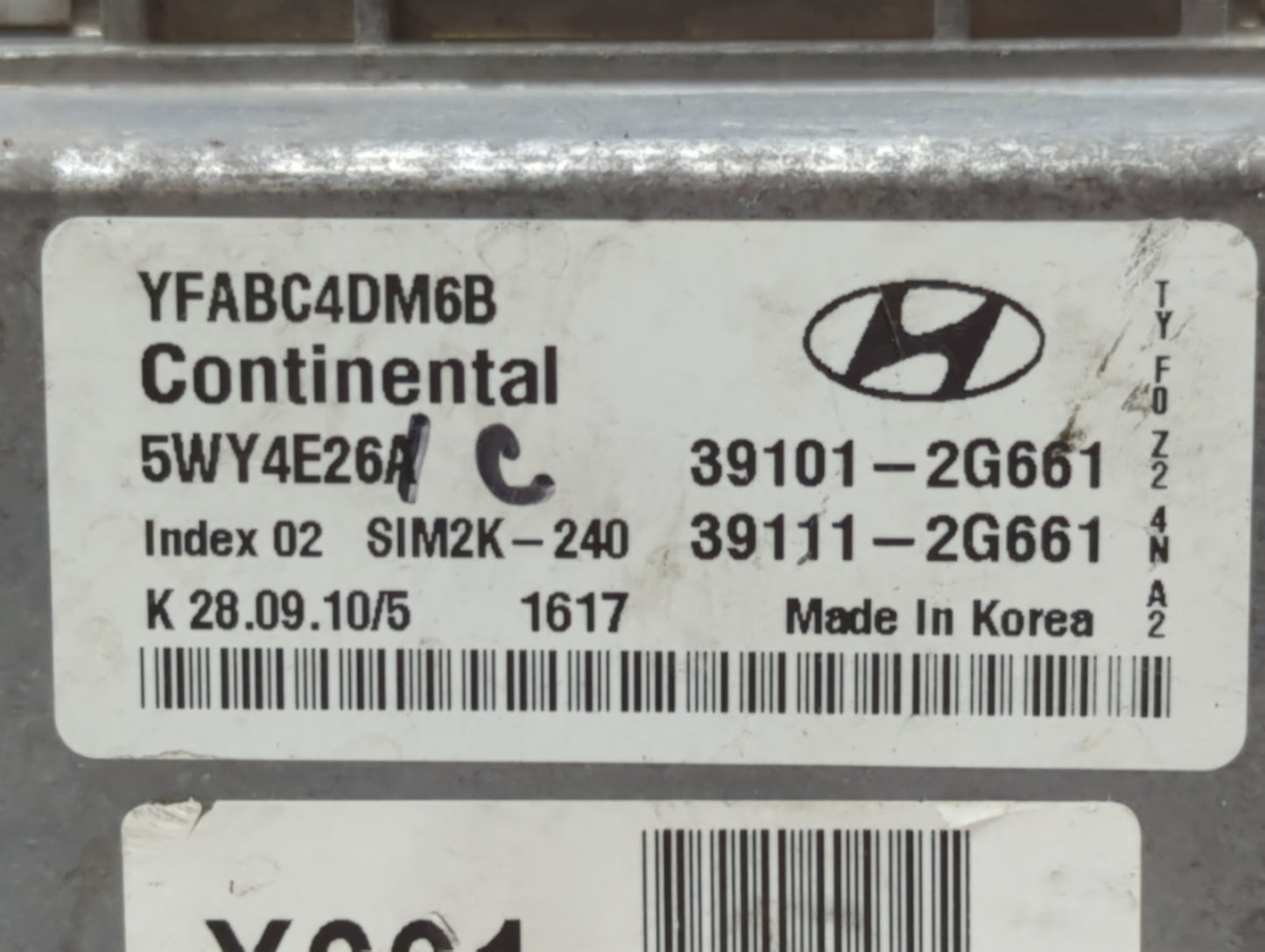 2011 Hyundai Sonata PCM Engine Control Computer ECU ECM PCU OEM P/N:39111-2G661 39101-2G661 Fits OEM Used Auto Parts - Oemus
