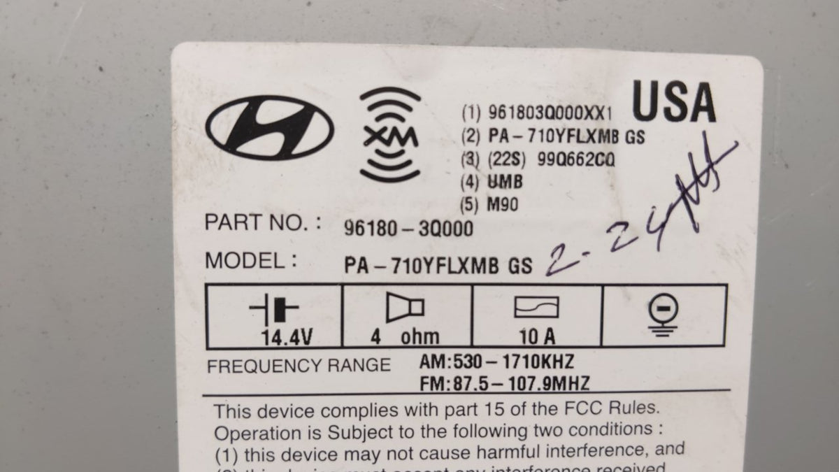 2011 Hyundai Sonata Radio AM FM Cd Player Receiver Replacement P/N:96180-3Q000 OEM Used Auto Parts - Oemusedautoparts1.com
