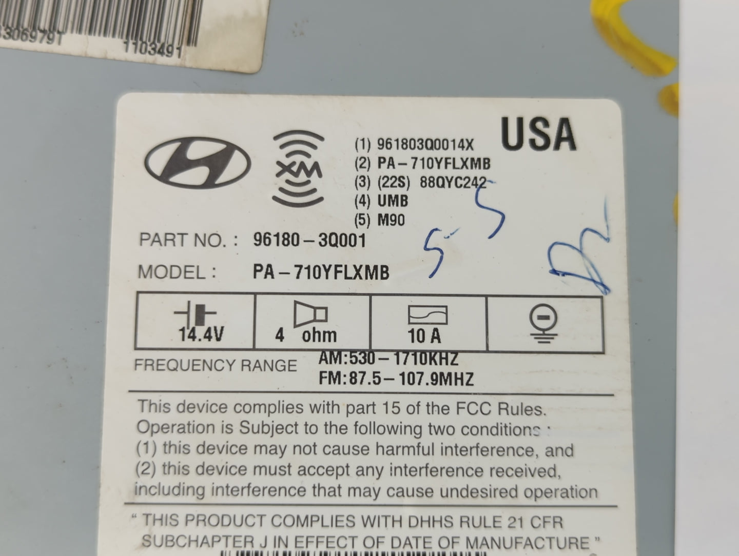 2011-2011 Hyundai Sonata Am Fm Cd Player Radio Receiver - Oemusedautoparts1.com